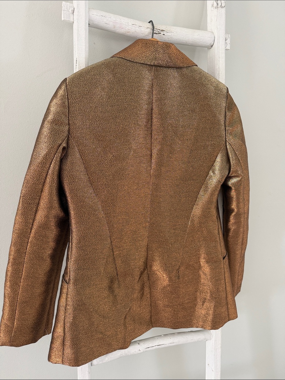 Ramy Brook Metallic Gold Dahlia Shawl-Collar one button Blazer size 8 - Picture 9 of 9